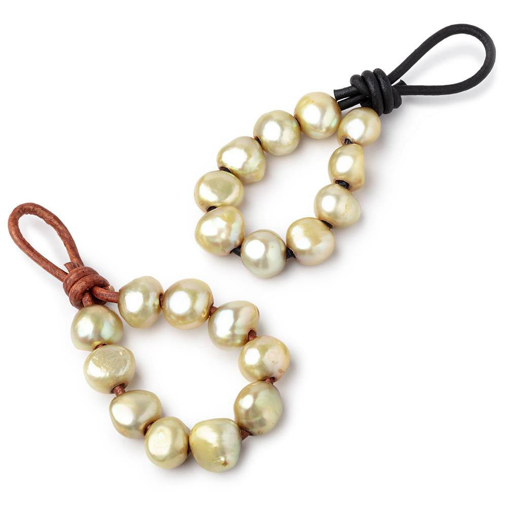 10-11.5mm Lemon Grass Large Hole Baroque Pearls Set of 10