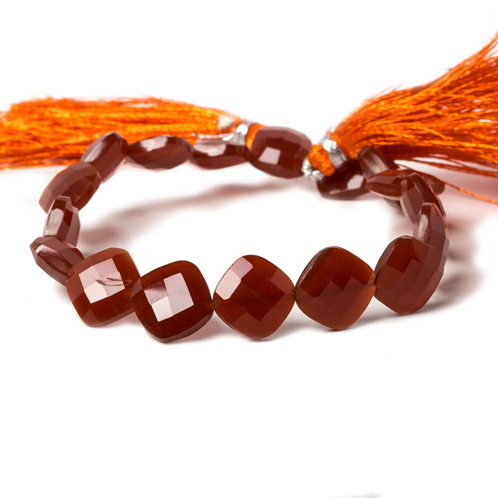 10-11mm Dark Carnelian faceted pillow beads 8 inch 16 pieces