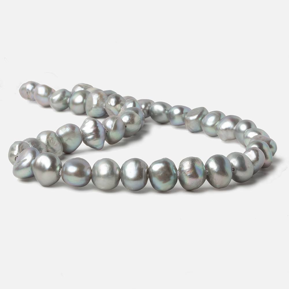 10-11mm Pistachio Silver 2.5mm Large Hole Baroque Freshwater Pearl 15 in 40 pcs