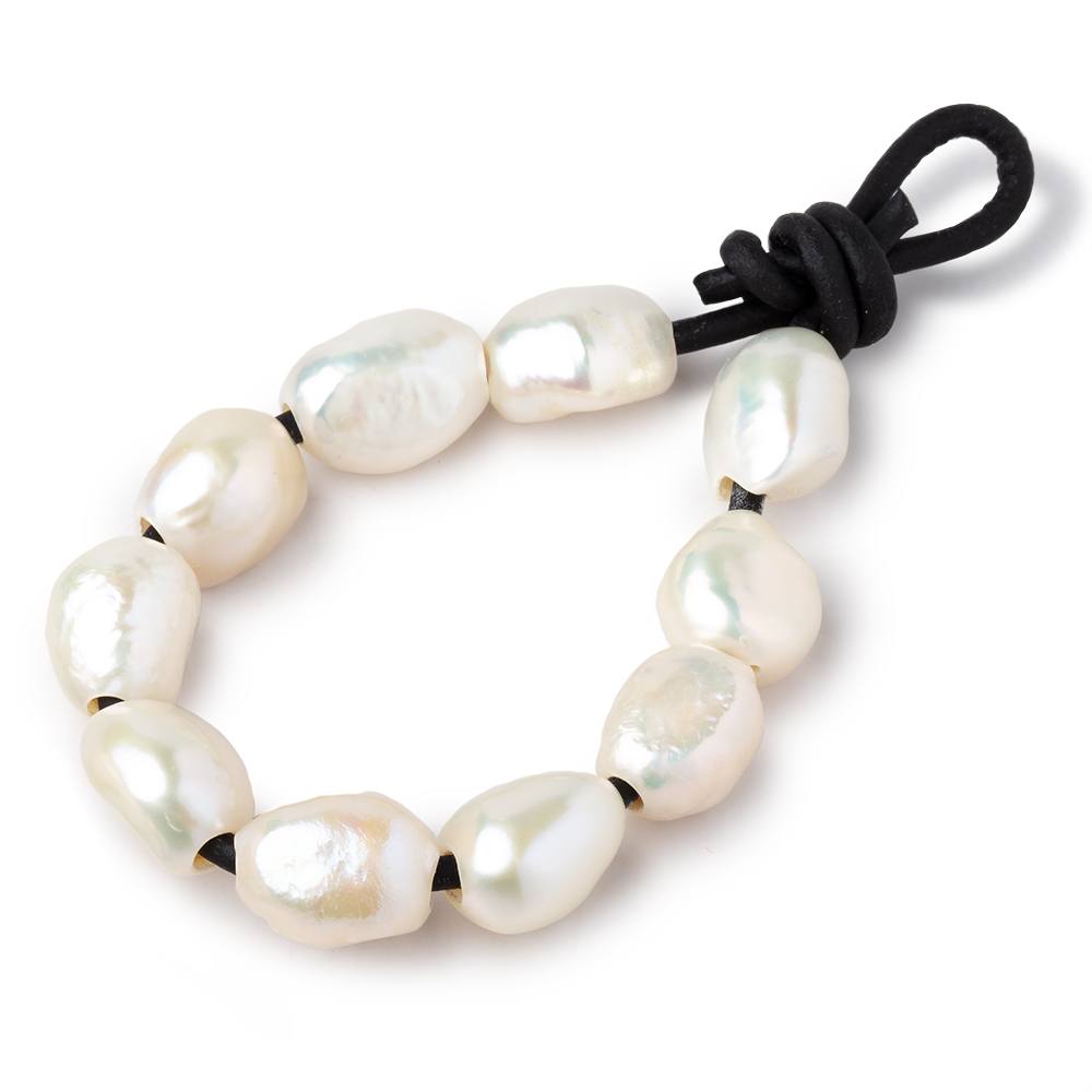 10-12mm Buttery White Large Hole Baroque Pearls Set of 10