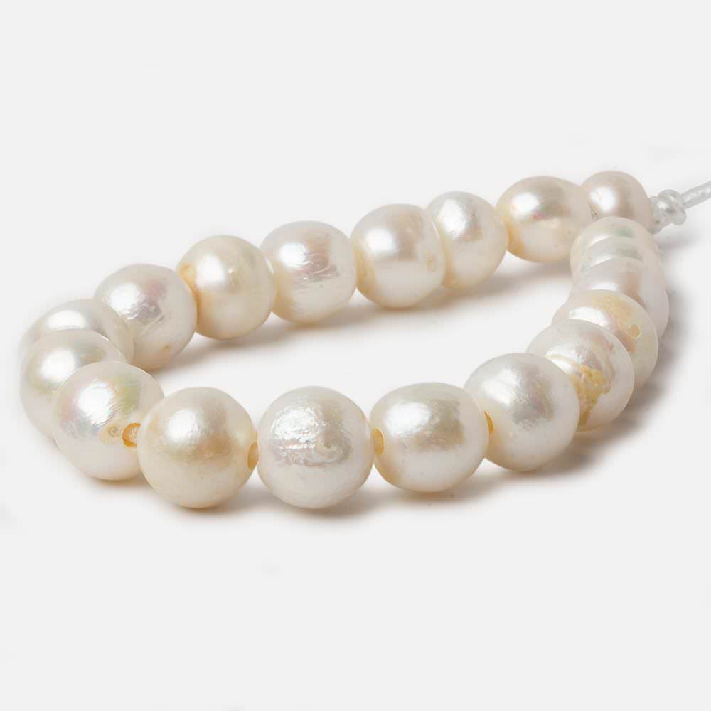 10-12mm Cream White Button & Baroque Large Hole pearls 8 inch 18 pieces