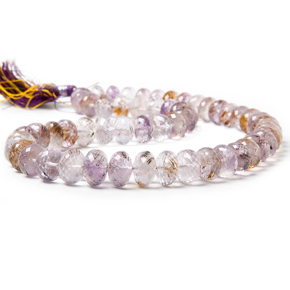 10-12mm Mossy Amethyst Faceted Rondelle Beads 16 inch 54 pieces AAA