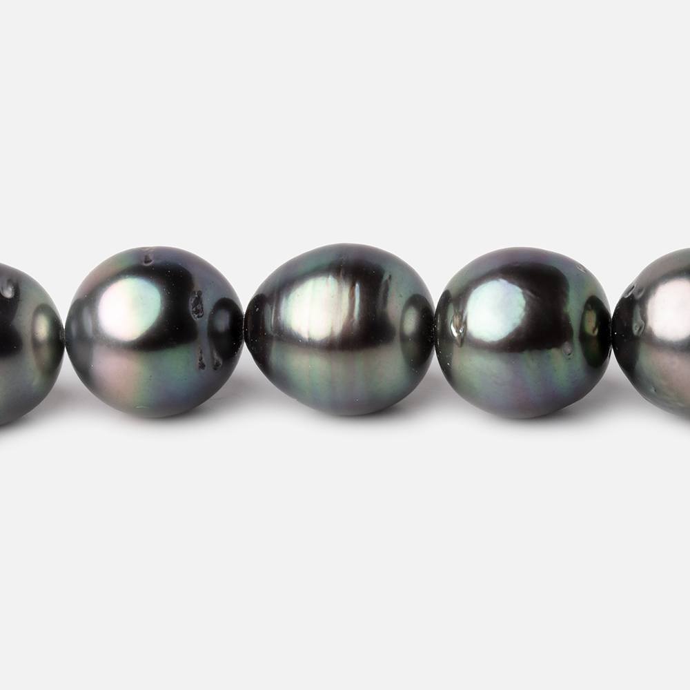 10-12mm Peacock Tahitian Round Saltwater Pearls 16 inch 36 pieces AA