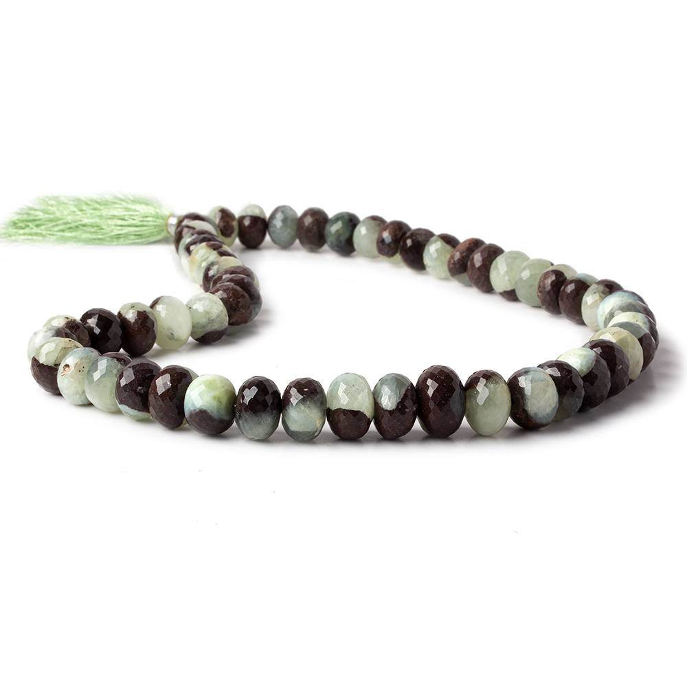10-13mm Prehnite and Matrix Faceted Rondelle Beads 16 inch 53 pieces