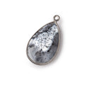 26x17mm Black Gold Bezeled Dendritic Opal Faceted Pear Focal Bead Pendant 1 piece