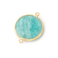 22mm Vermeil Bezeled Amazonite Coin Focal Bead Connector 1 pc