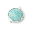 22mm Silver Bezeled Amazonite Coin Focal Bead Connector 1 pc