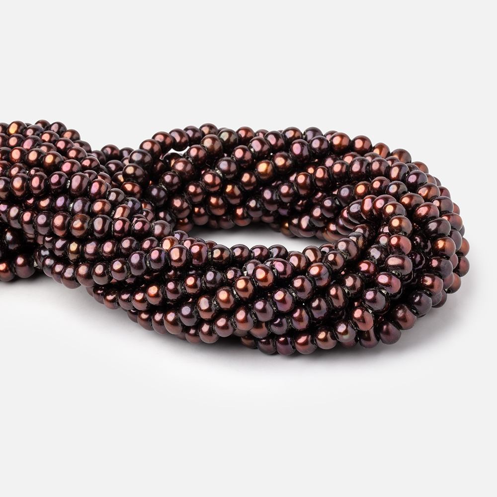 6-6.5mm Orangy Brown Off Round 2.5mm Large Hole Pearls 15 inch 78 pieces