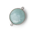 21mm Black Gold Bezeled Aquamarine Coin Focal Bead Connector 1 pc