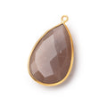 26x17mm Vermeil Bezeled Chocolate Moonstone Pear Focal Pendant 1 pc