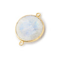 22mm Vermeil Bezeled Rainbow Moonstone Coin Focal Bead Connector 1 pc