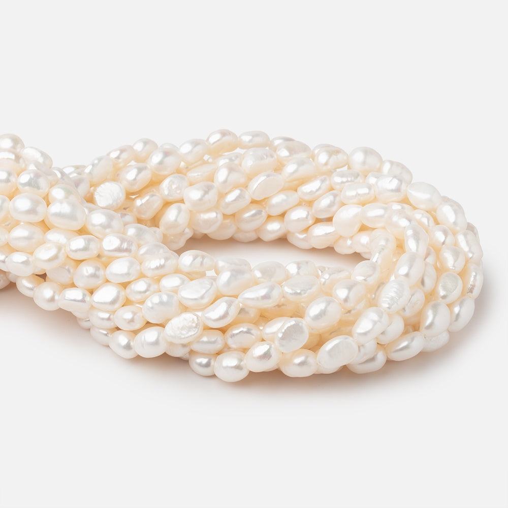7x9mm Creamy White Baroque Freshwater Pearl 16 inch 35 Beads