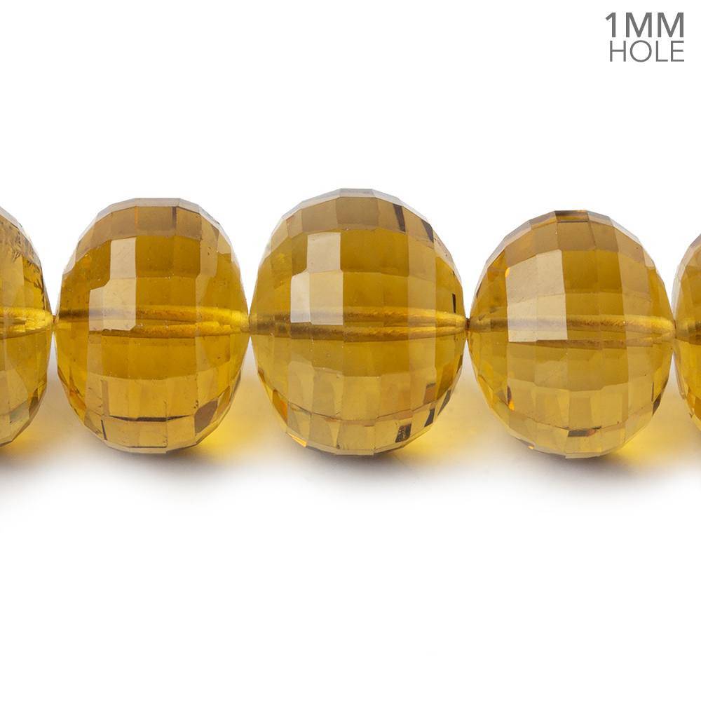 10.5-16mm Whiskey Quartz faceted rondelles 1mm large hole 16 inch 42 beads