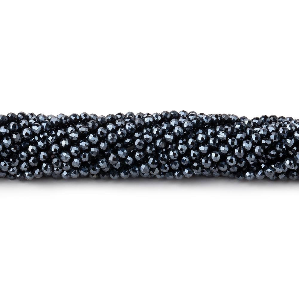 2mm Mystic Black Spinel micro-faceted rounds 13 inch 175 beads AAA