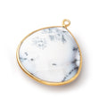 26x26mm Vermeil Bezel Dendritic Opal Faceted Heart Focal Bead Pendant 1 piece