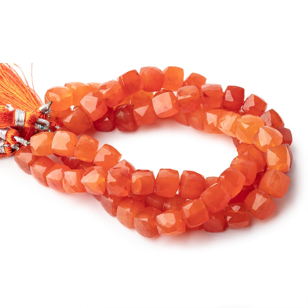 8-8.5mm Carnelian faceted cube beads 8 inch 25 pieces