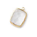 19x15mm Vermeil Bezeled Crystal Quartz faceted Cushion Focal Pendant 1 piece