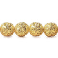 10mm 22kt Gold Plated Copper Bead Round Miligrain Circles 8 inch 20 pieces