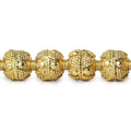 10mm 22kt Gold Plated Copper Bead Round Miligrain Triangle and Dots 8 inch 18 pieces