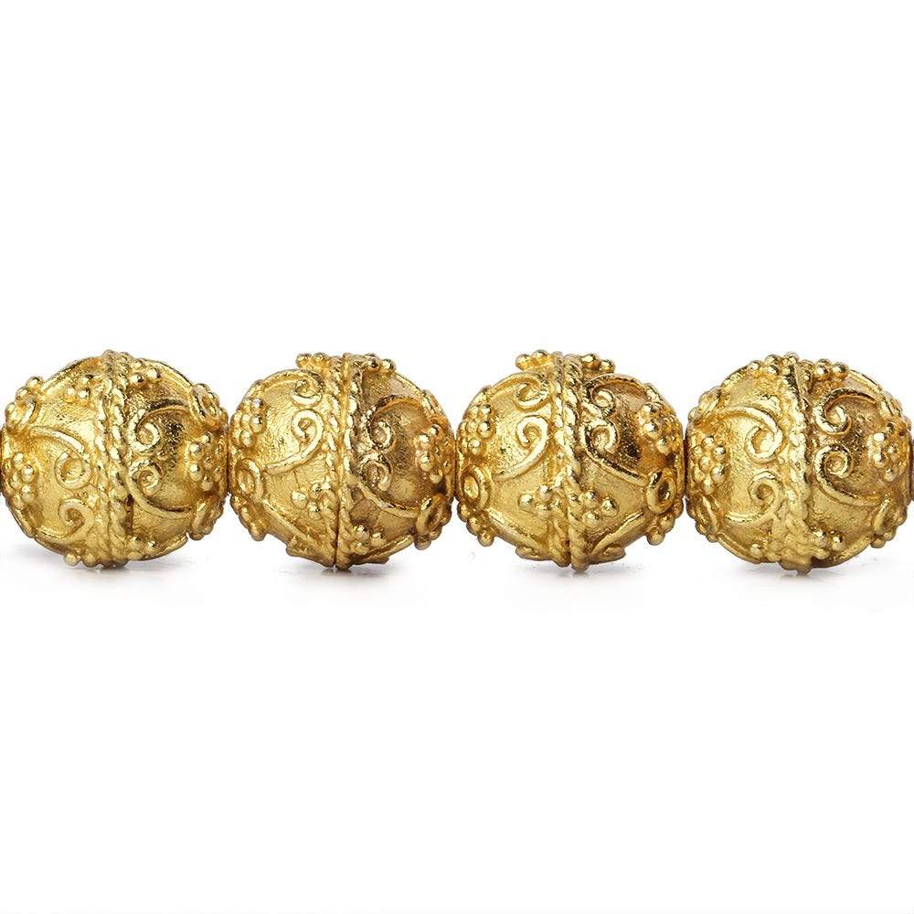 10mm 22kt Gold Plated Copper Bead Roval Victorian Swag 8 inch 18 pieces