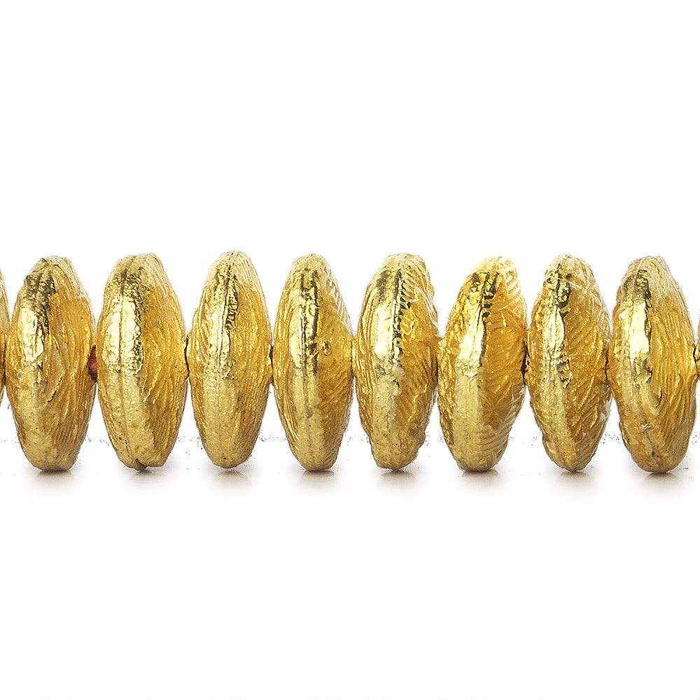 10mm 22kt Gold Plated Copper Disc with Crosshatch Pattern 8 inch 52 pieces