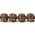10mm Antiqued Copper Bead Bead Round Miligrain Triangle and Dots 8 inch 18 pcs