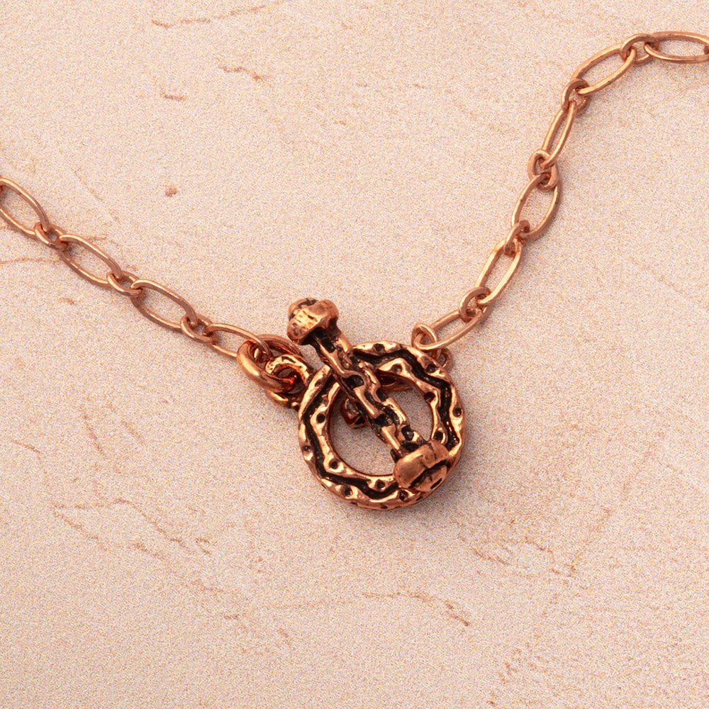 10mm Antiqued Copper Round Toggle Set of 5 Clasps