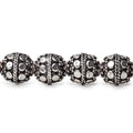 10mm Antiqued Sterling Silver Plated Copper Bead Roval, Dots 8 inch 20 pieces