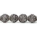 10mm  Antiqued Sterling Silver Plated Copper Bead Roval, Four Leaf Tip 8 inch 20 pieces