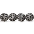10mm Antiqued Sterling Silver Plated Copper Bead Roval, Miligrain Circles 8 inch 20 pieces
