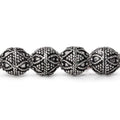 10mm Antiqued Sterling Silver Plated Copper Bead Roval, Miligrain Triangle & Heart 8 inch 20 pieces