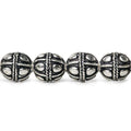 10mm Antiqued Sterling Silver Plated Copper Bead Roval, Pear Design 8 inch 18 pcs
