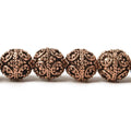 10mm Copper Bead Bead Round Miligrain Circles 8 inch 18 pcs