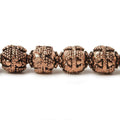 10mm Copper Bead Round Miligrain Triangle and Chevron 8 inch 18 pcs