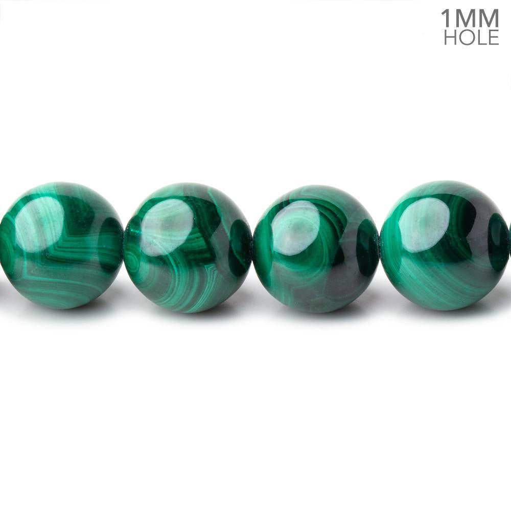 10mm Malachite Plain Round Beads 16 inch 40 pieces 1mm drill hole A