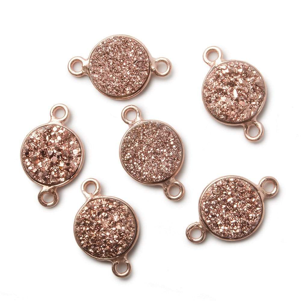 10mm Rose Gold Bezel Metallic Rose Drusy Coin Connector 1 piece