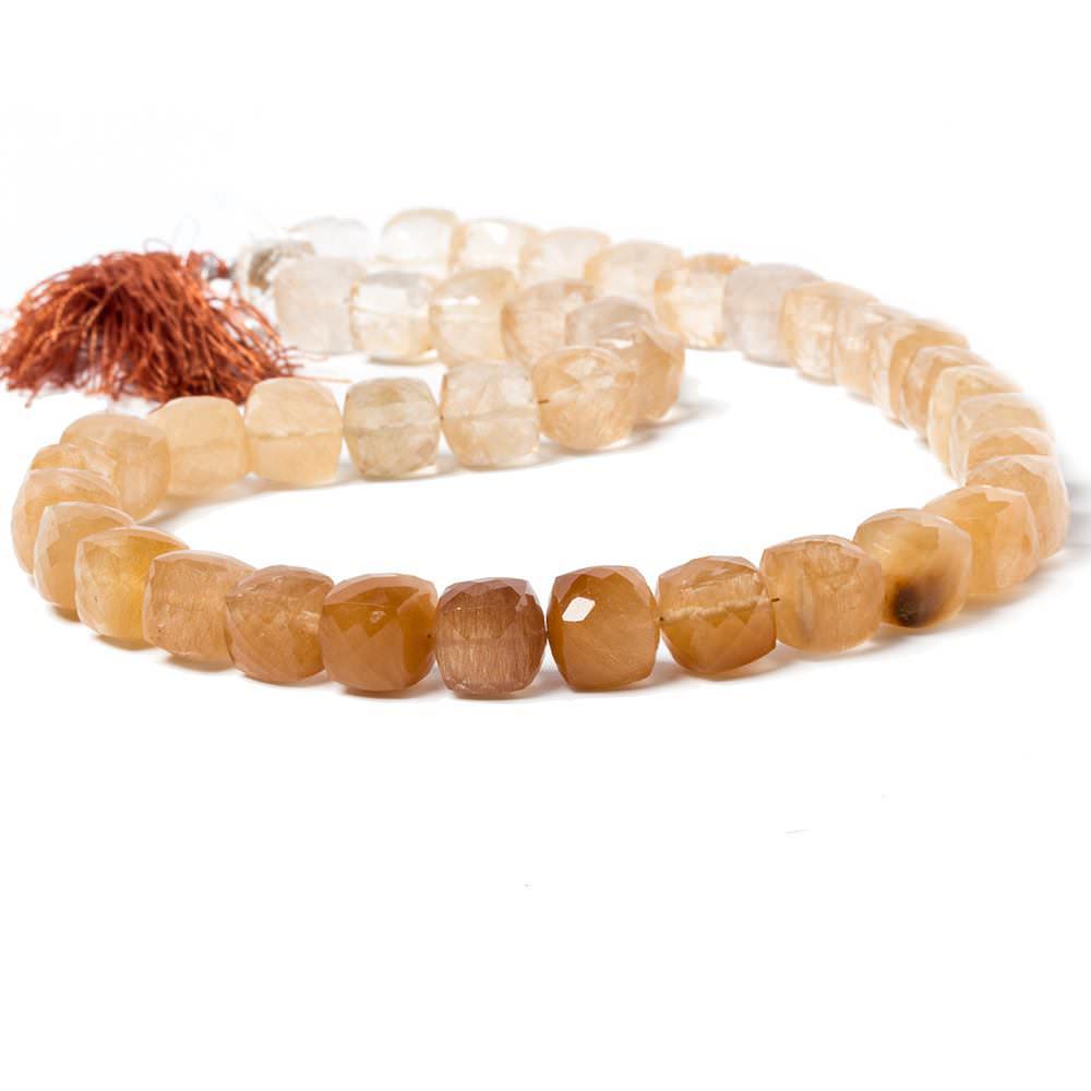 10mm Rutilated Quartz Faceted Cube Beads 16 inch 41 pieces