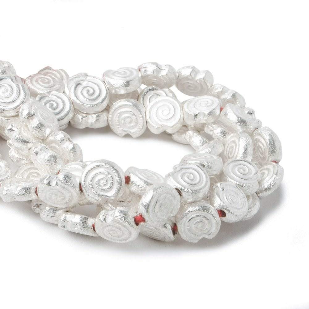 10mm Sterling Silver plated Copper Spiral Beads 8 inch  21 pieces
