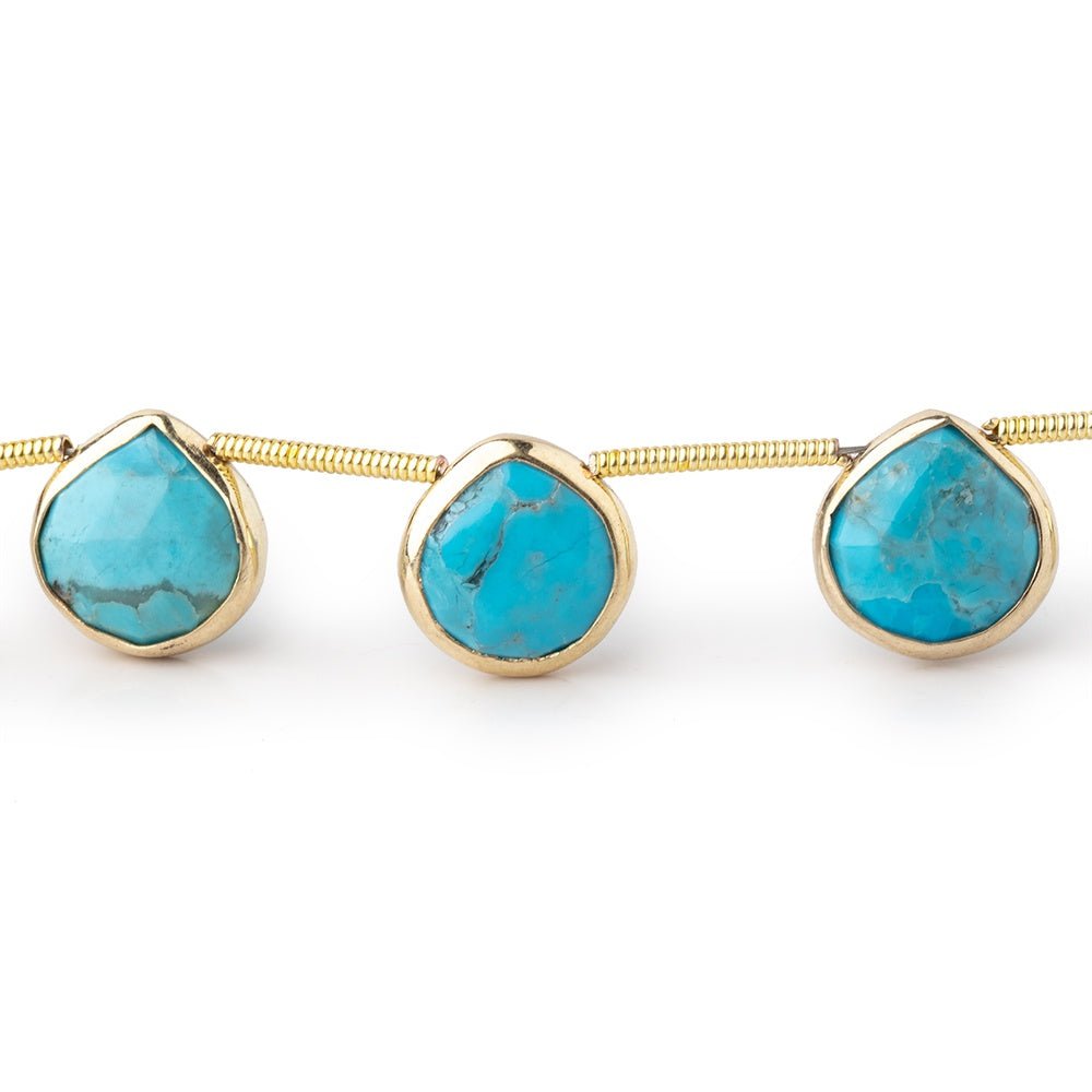 10mm Vermeil Bezel Turquoise Howlite Faceted Heart Beads 6.5 inch 10 pieces