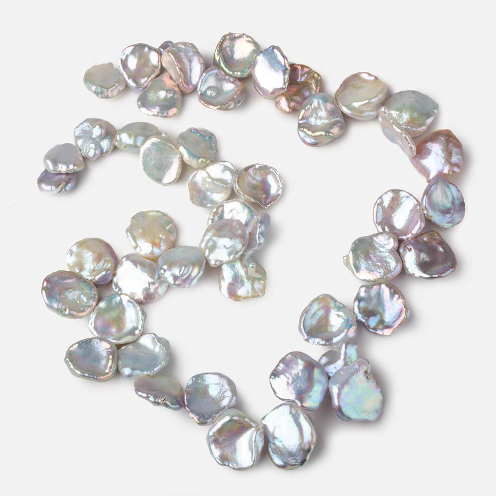 10x10-15x13mm Rose' Silver Top Drill Keshi Freshwater Pearls 15 inch 46 beads AAA