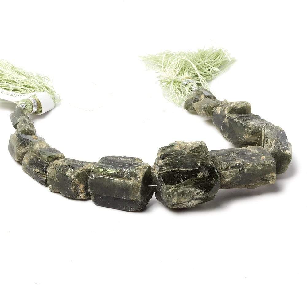 10x10-20x21mm Chrome Diopside Straight Drilled Natural Crystal 7.5 inch 13 pieces