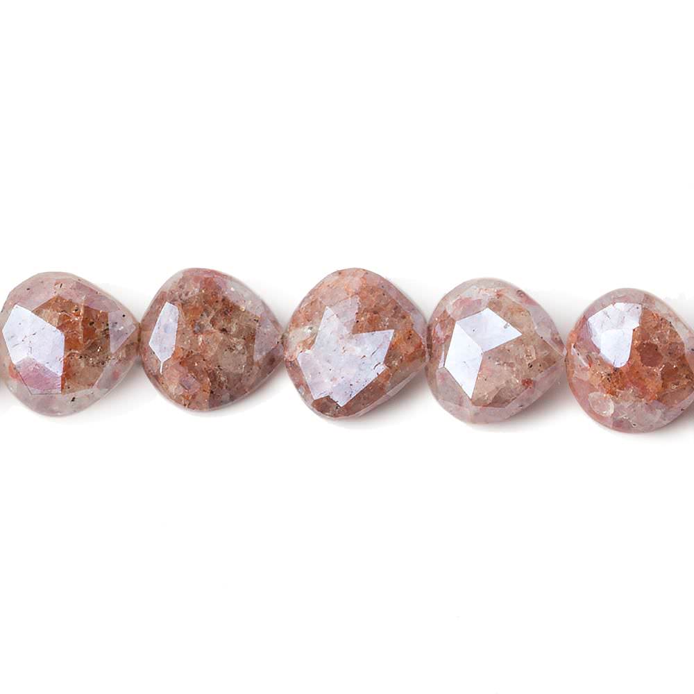 Mystic Ferrous Milky Quartz faceted hearts 16 inch 43 pieces