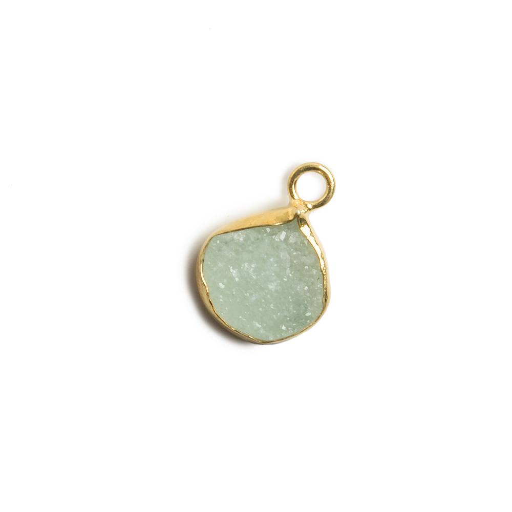 10x10mm Vermeil Bezel SeaGreen Drusy Heart 1 ring Charm Pendant 1 piece
