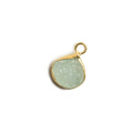10x10mm Vermeil Bezel SeaGreen Drusy Heart 1 ring Charm Pendant 1 piece