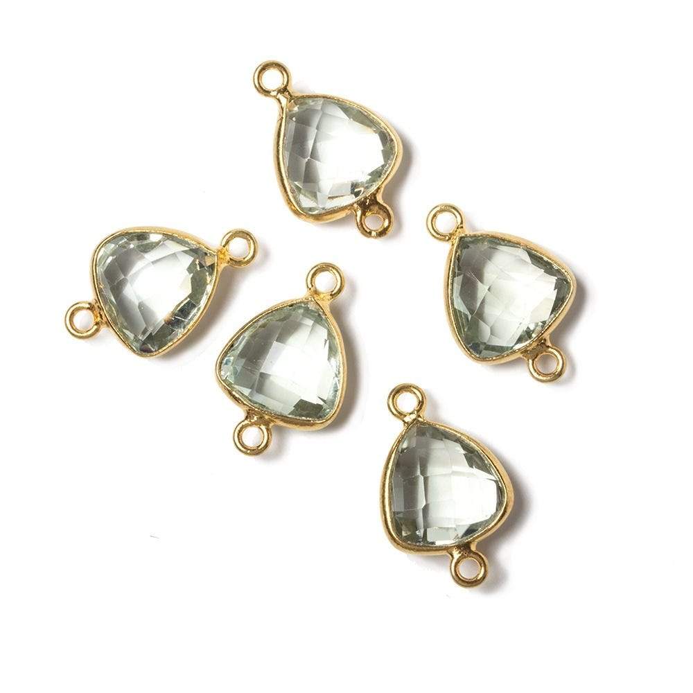 13mm Vermeil Bezeled Prasiolite trillion Connector 1 piece