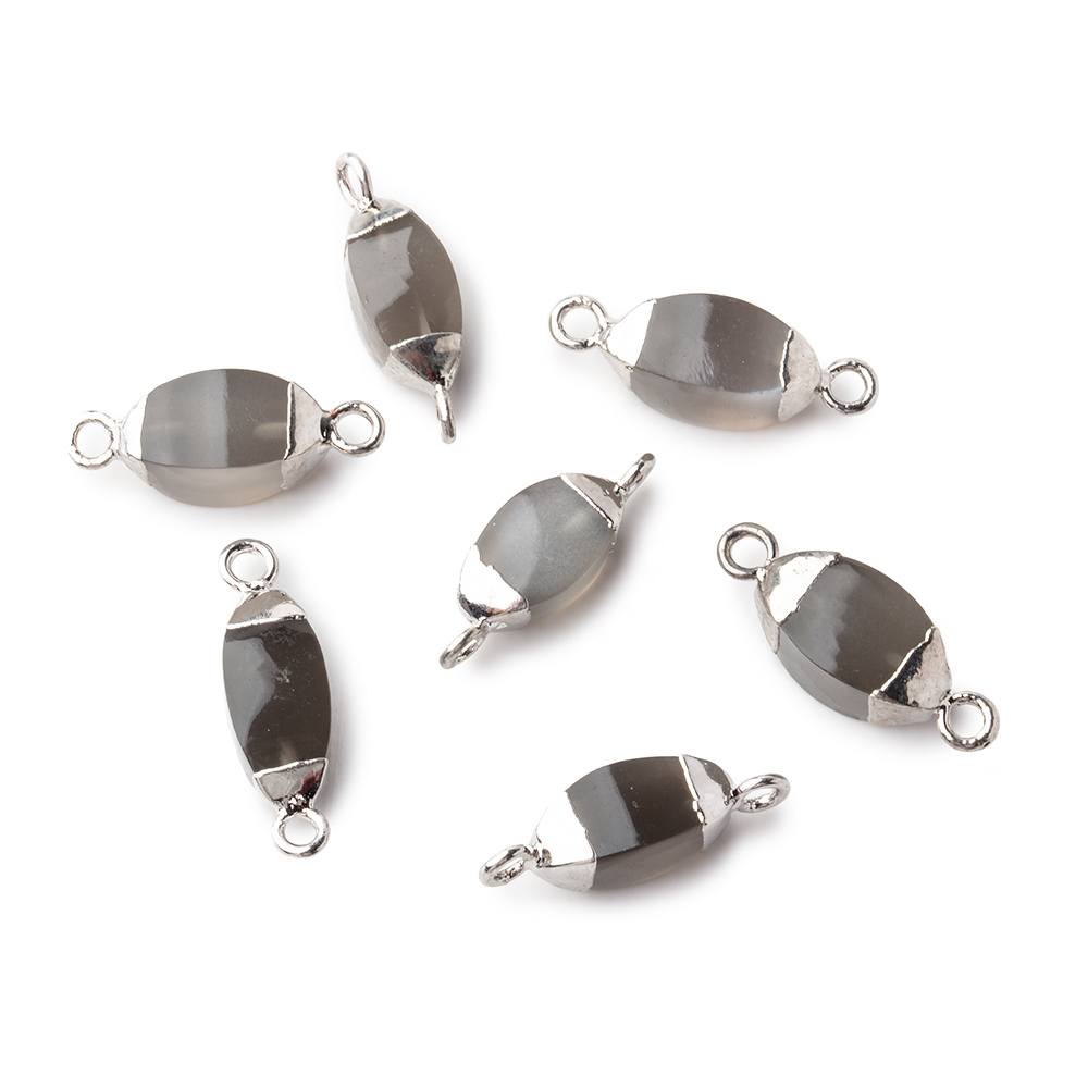 10x5mm Silver Leafed Platinum Moonstone 4 sided Marquise Connector 1 piece