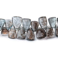10x7-14x8mm Moss Aquamarine Top Drilled Faceted Points 6.5 inch 48 Beads