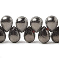 10x7mm Black Gold plated Copper Brushed Tear Drop Beads 8 inch 46 pieces