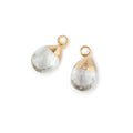 10x7mm Gold Leafed Prasiolite Faceted Pear Set of 2 Pendants
