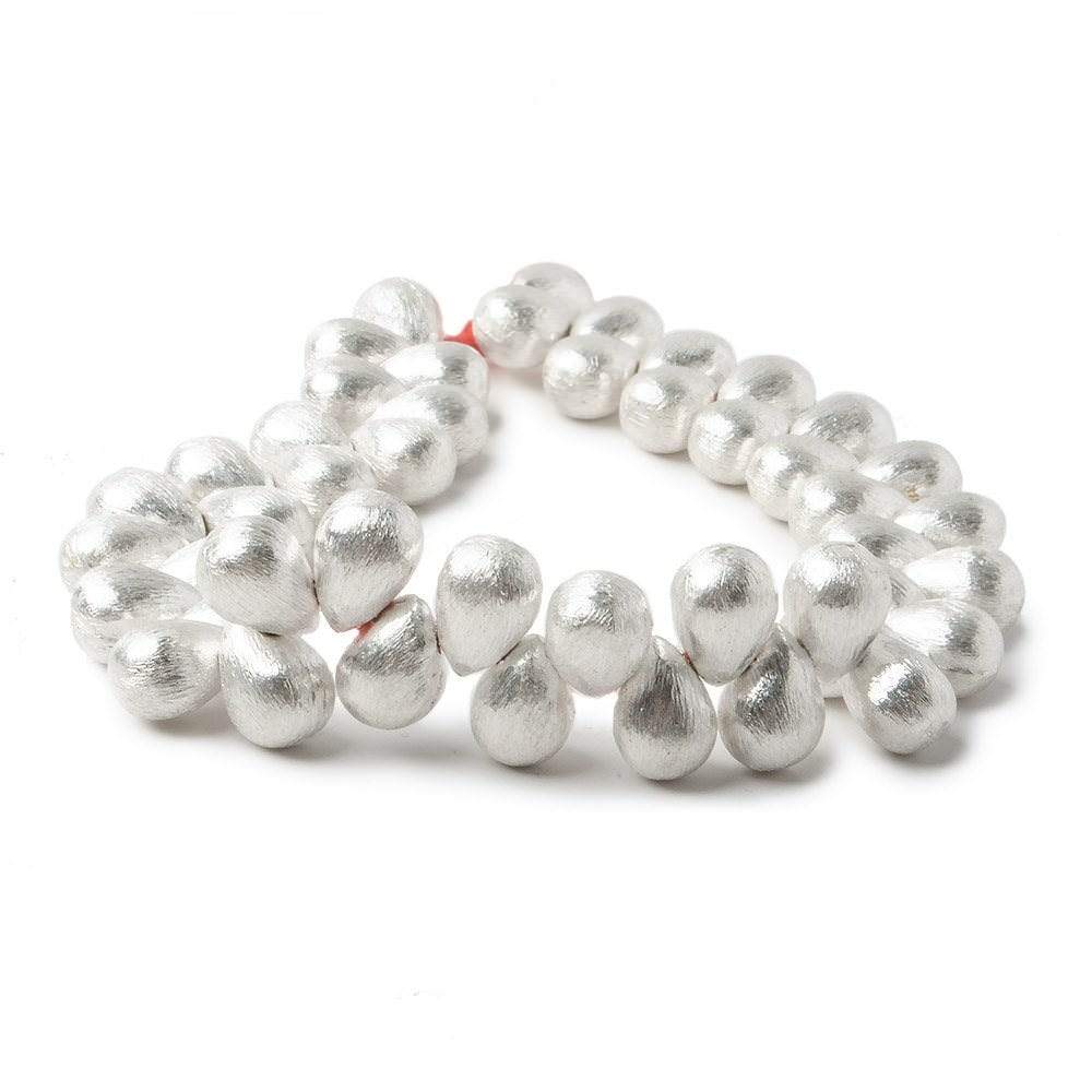 10x7mm Sterling Silver plated Copper Brushed Tear Drop Beads 8 inch 46 pcs